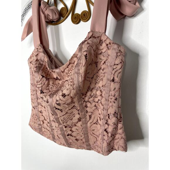 NEW Bebe Women's Corded Lace Bustier With Chiffon Tie 4 - Picture 4 of 8